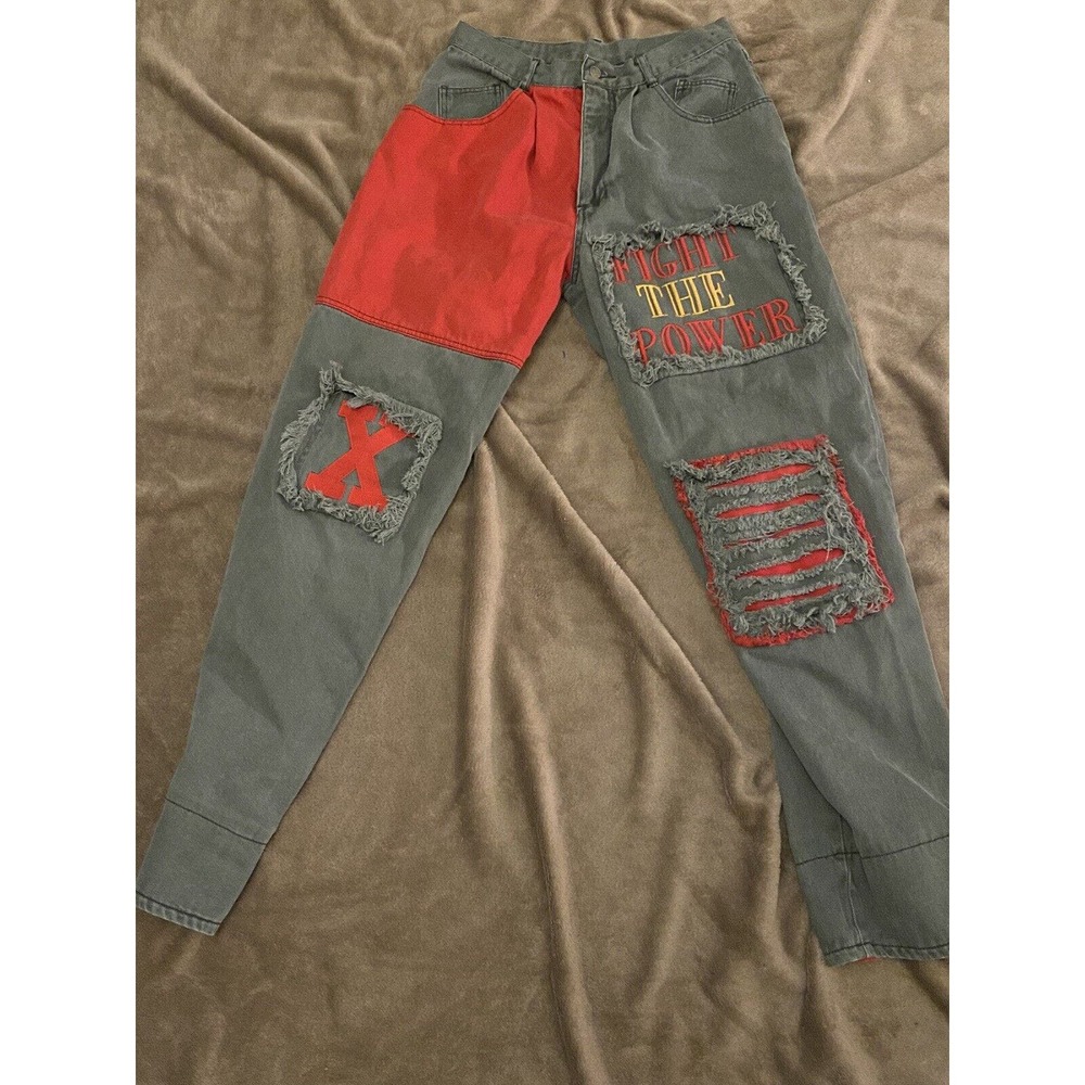 Vintage "Machine Gun" Denim Jeans - Malcolm X - "Fight The Power" 32x34